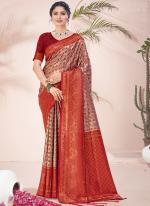 Silk Red Festival Wear Weaving Saree